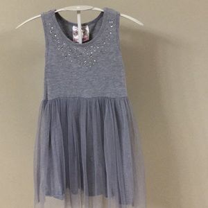 Silver/Gray Comfy T-shirt Dress with Tulle